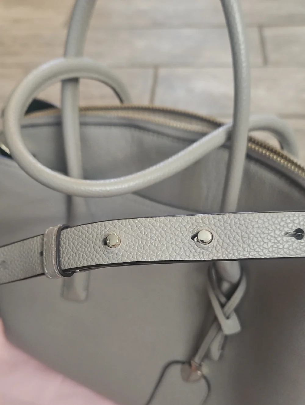 kate spade New York Margaux  gray pebble leather satchel with crossbody strap